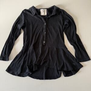 ABERCROMBIE & FITCH | Vintage Navy Blue Polo collar peplum top | Small babydoll
